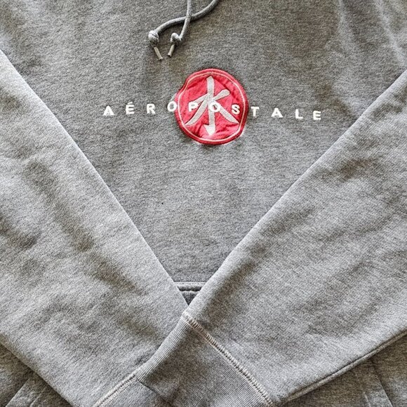 Men's Grey Aeropostale Pullover Long-sleeved Hoodie, L-XL - Picture 8 of 11